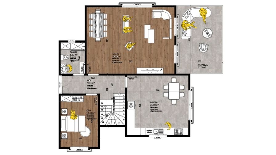 Floor plan image of the Hill House villa